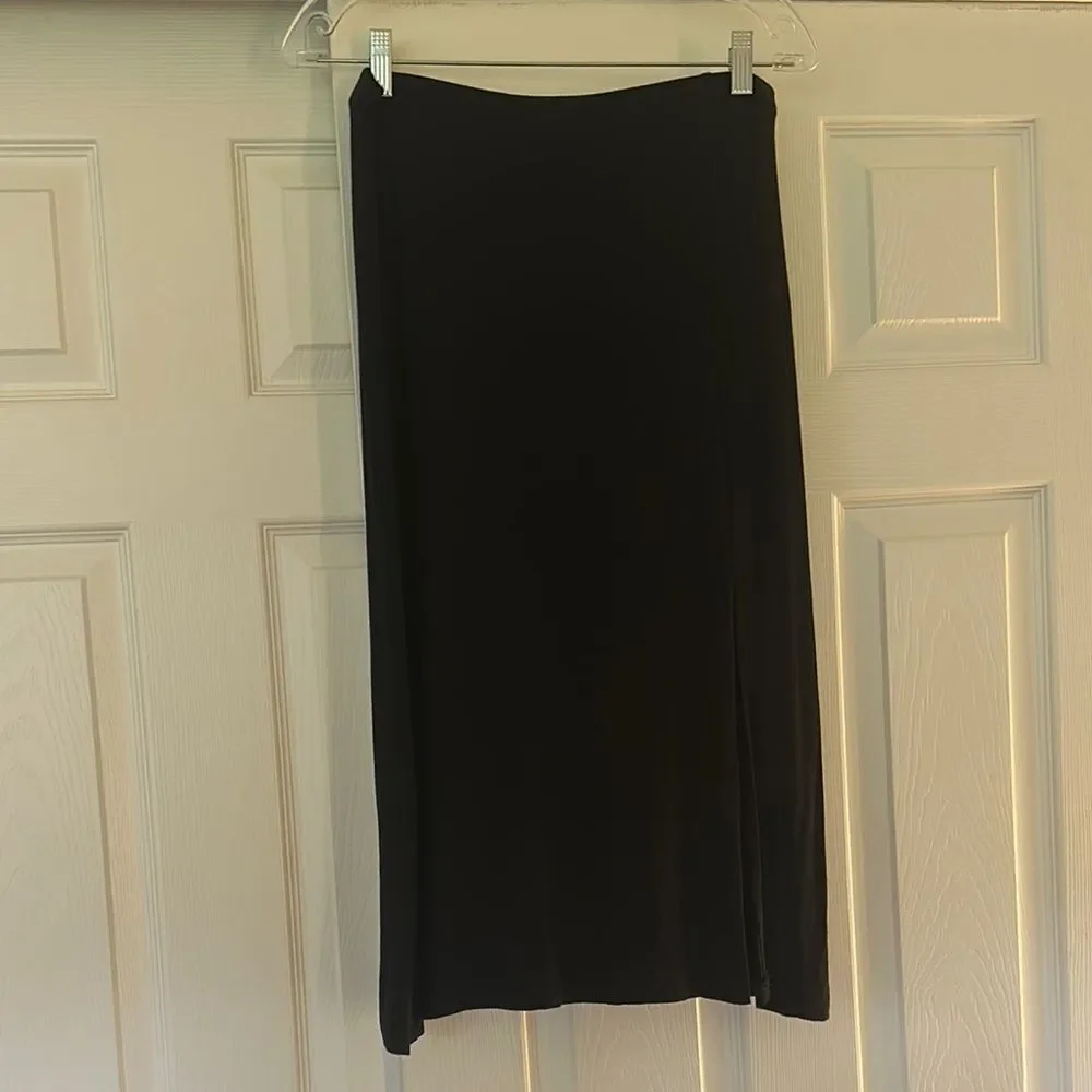 La Blanca Black Maxi A-Line Skirt
